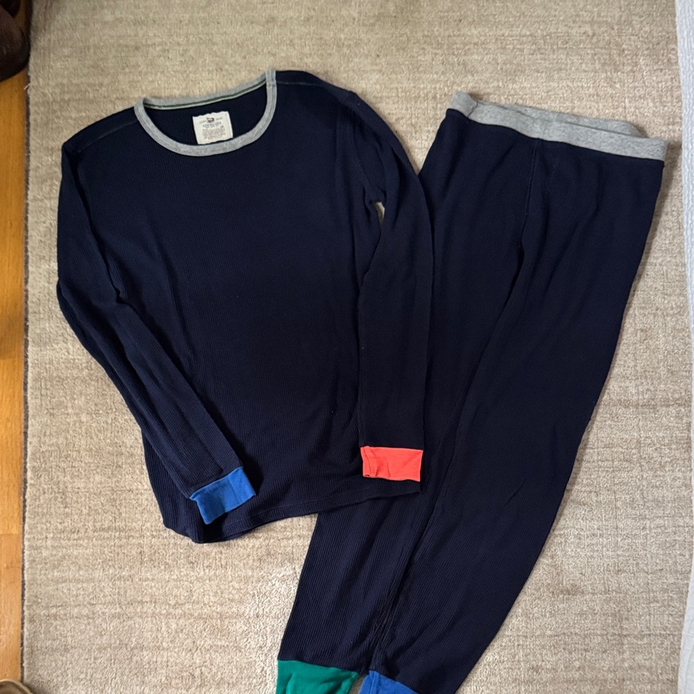 Crew cuts Kids Navy Pajamas with Colorful Cuffs 14